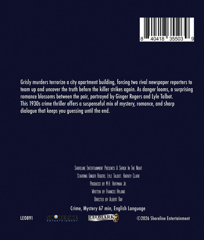A Shriek in the Night [Blu-ray] - Back Panel - 