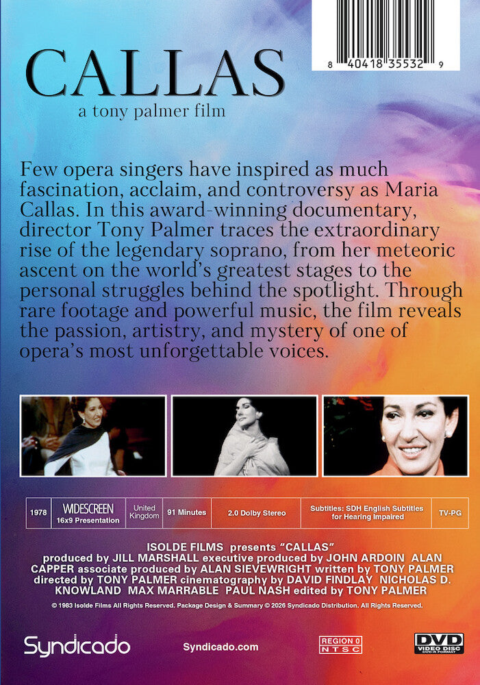 Callas: A Documentary (INSTITUTION COPY with limited public performance rights) - Back Panel - 