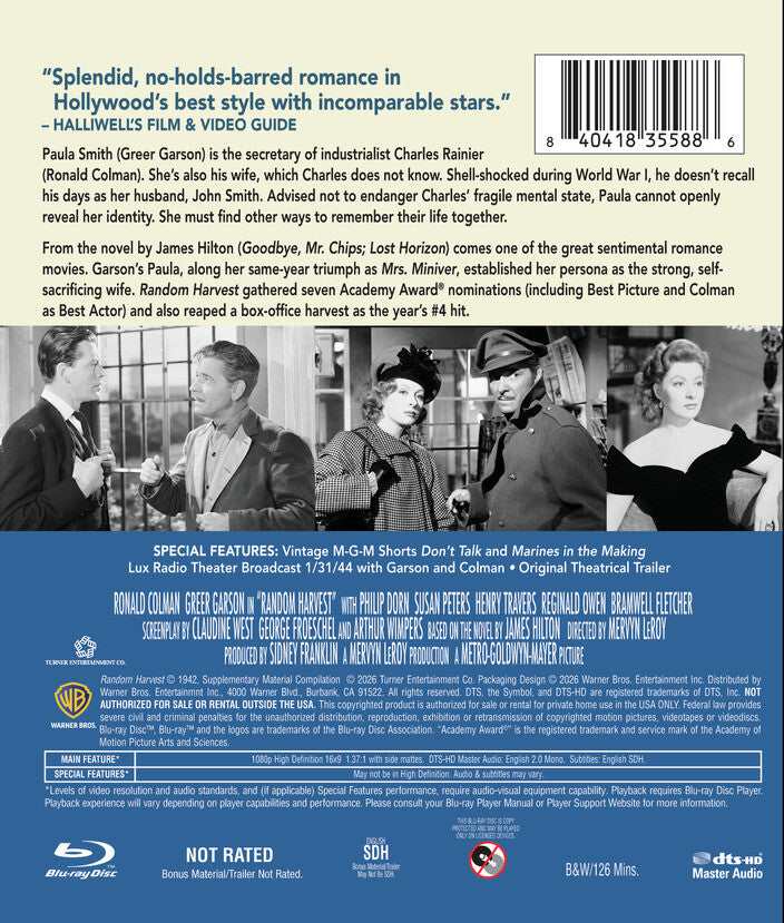 Random Harvest [Blu-ray] - Back Panel - 