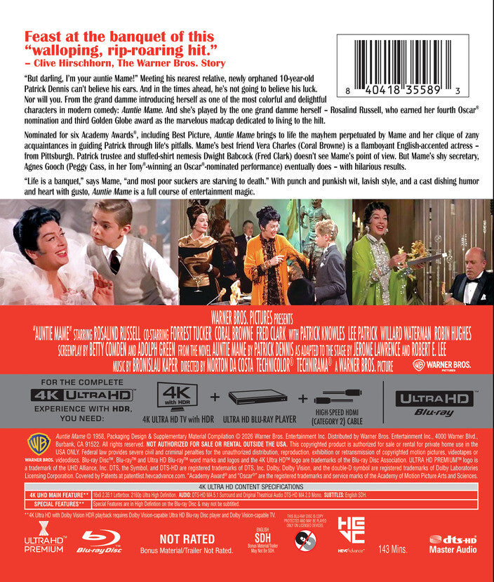 Auntie Mame [4K UHD + Blu-ray] - Back Panel - 