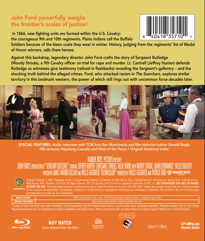 Sergeant Rutledge [Blu-ray] - Back Panel - 