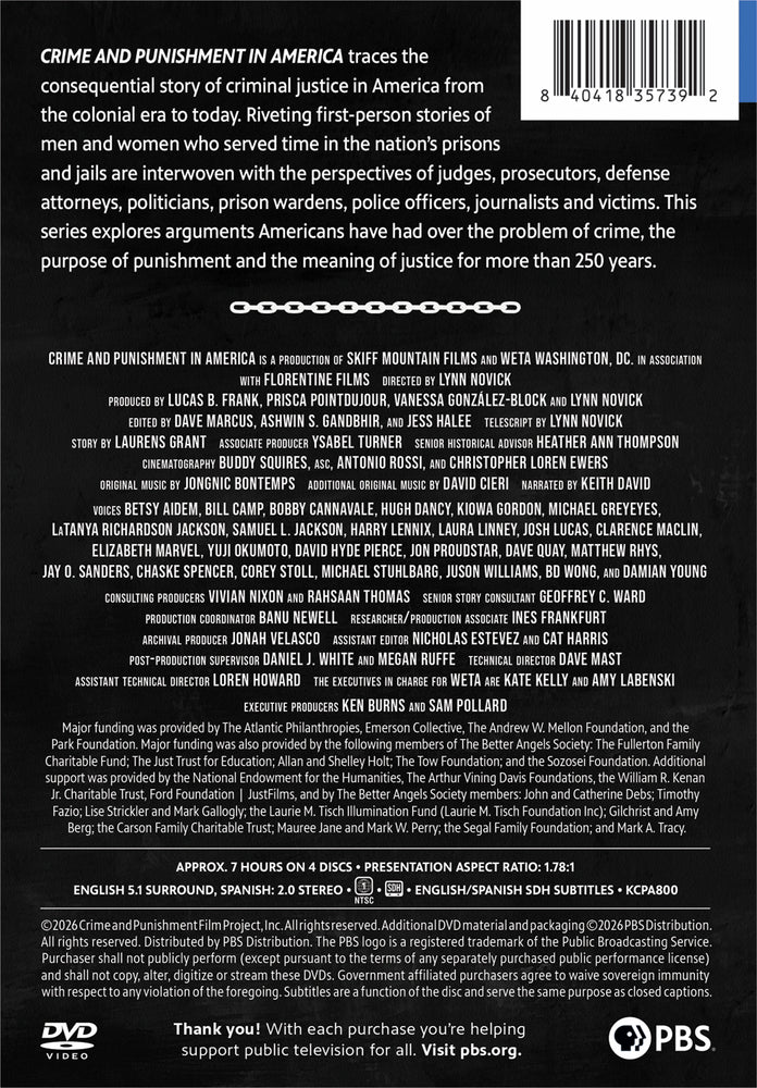 Crime and Punishment in America: Directed by Lynn Novick and from Executive Producers Ken Burns and Sam Pollard - Back Panel - 