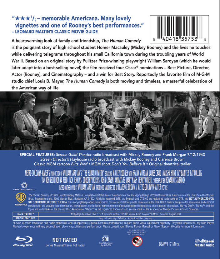 The Human Comedy [Blu-ray] - Back Panel - 