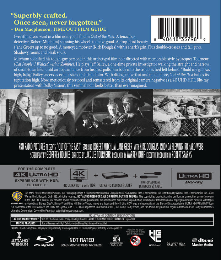 Out of the Past [4K UHD + Blu-ray] - Back Panel - 