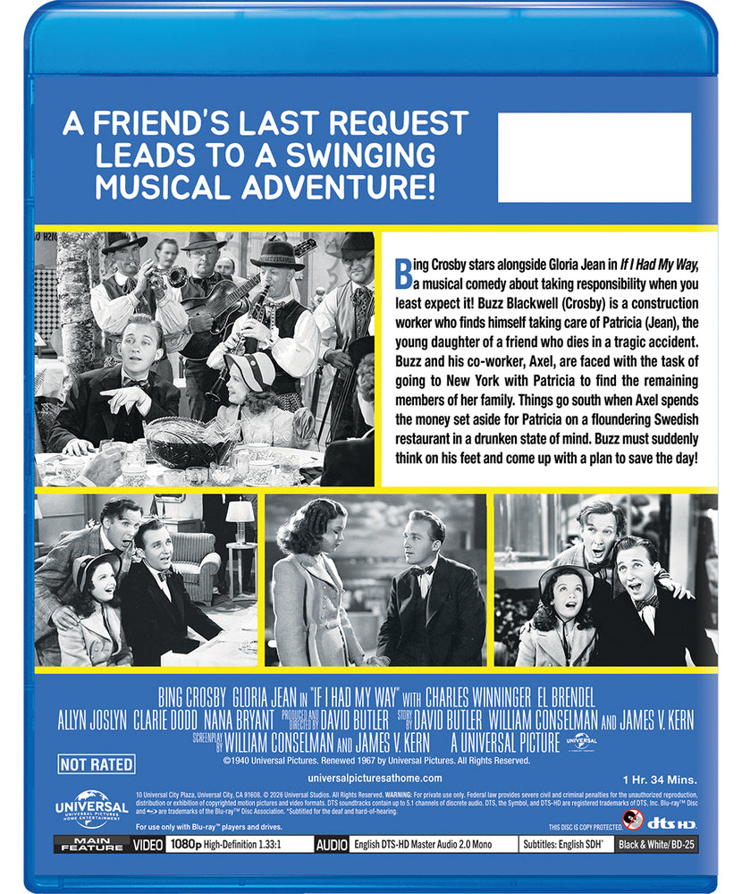 If I Had My Way [Blu-ray] - Back Panel - 