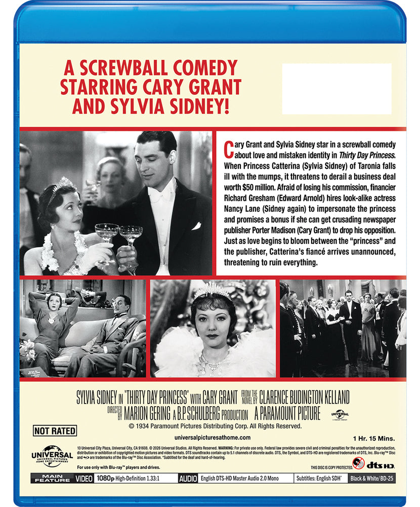 Thirty Day Princess [Blu-ray] - Back Panel - 