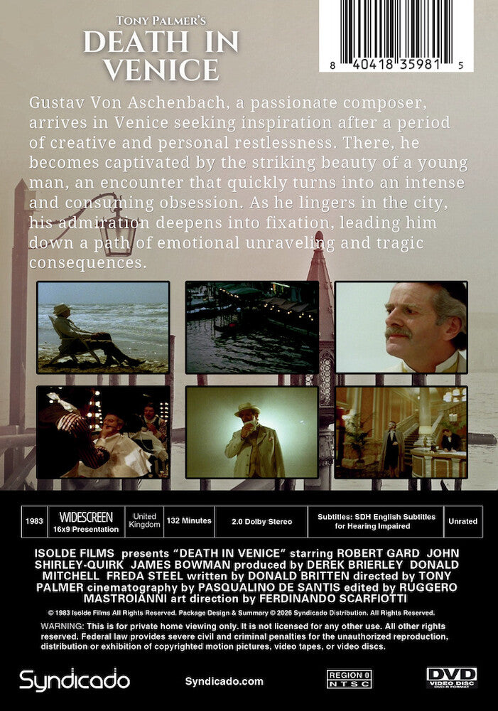 Death In Venice (INSTITUTION COPY with limited public performance rights) - Back Panel - 