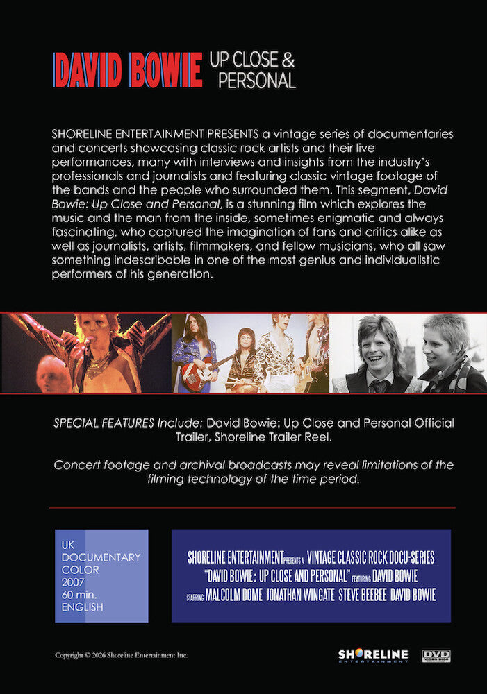David Bowie: Up Close and Personal - Back Panel - 