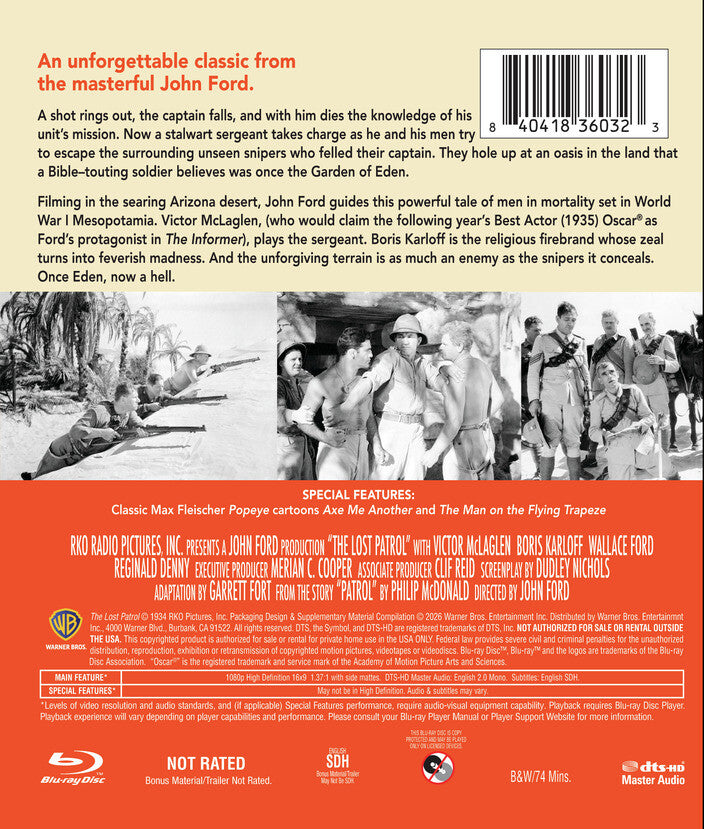 The Lost Patrol [Blu-ray] - Back Panel - 