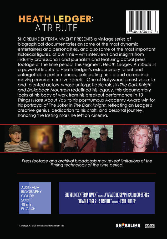 Heath Ledger: A Tribute - Back Panel - 