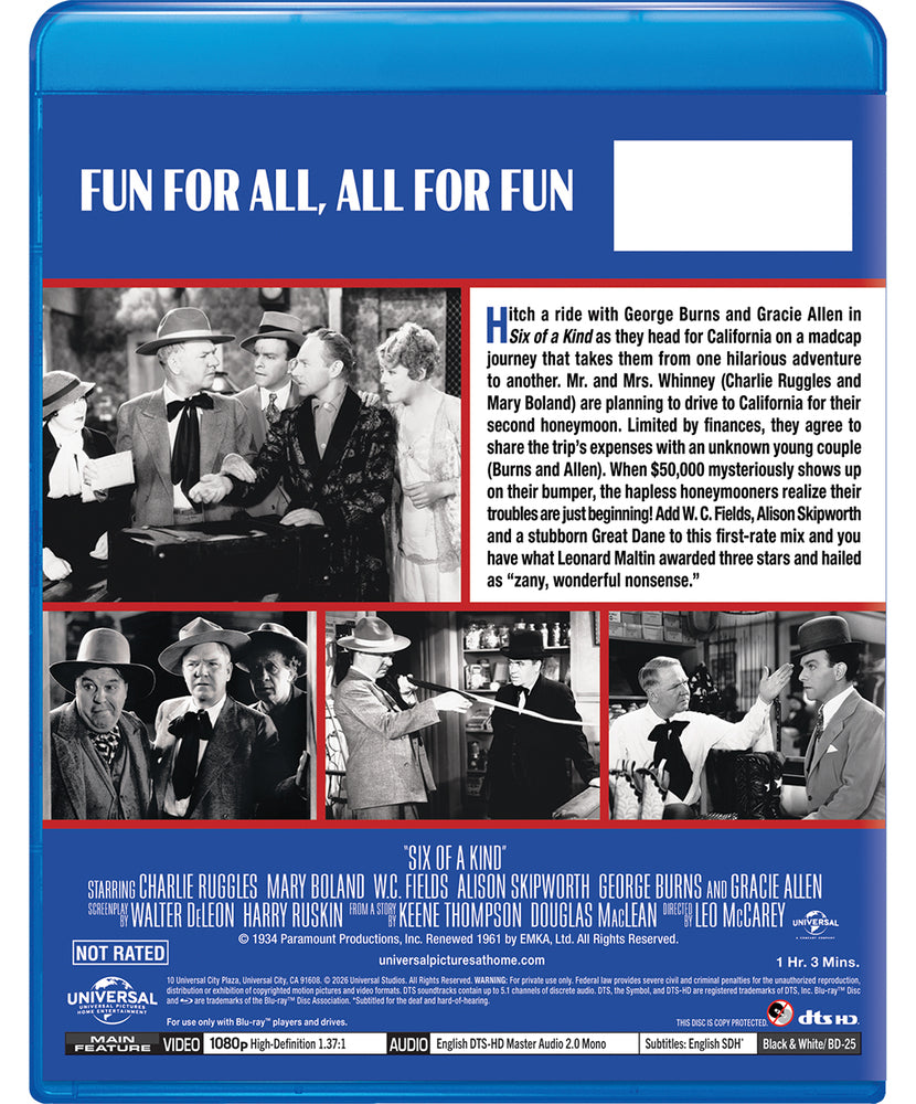 Six of a Kind [Blu-ray] - Back Panel - 