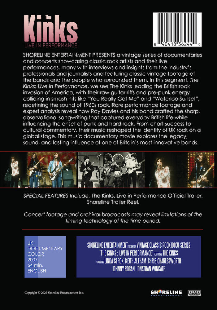 The Kinks: Live in Performance - Back Panel - 
