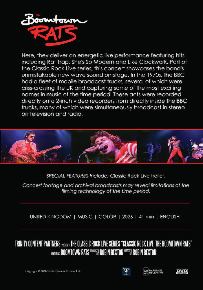 Classic Rock Live: The Boomtown Rats - Back Panel - 