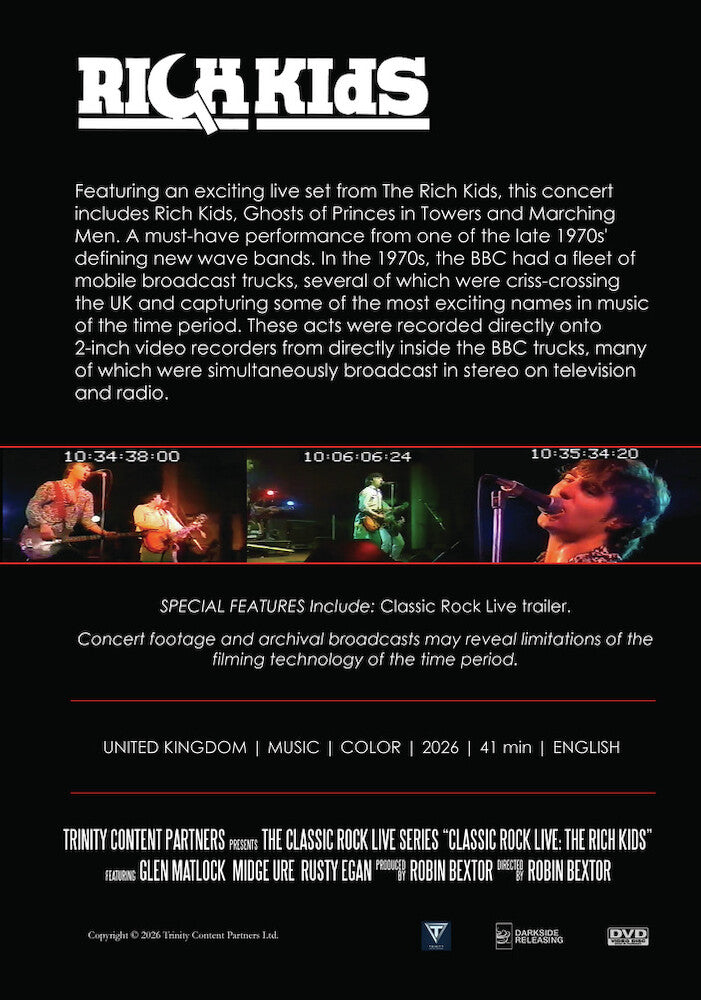 Classic Rock Live: The Rich Kids - Back Panel - 