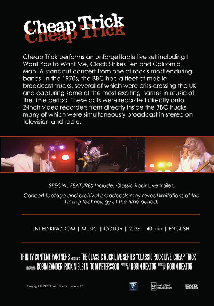 Classic Rock Live: Cheap Trick - Back Panel - 