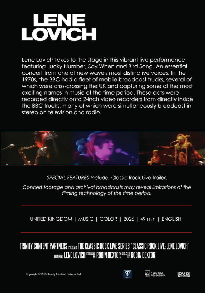 Classic Rock Live: Lene Lovich - Back Panel - 