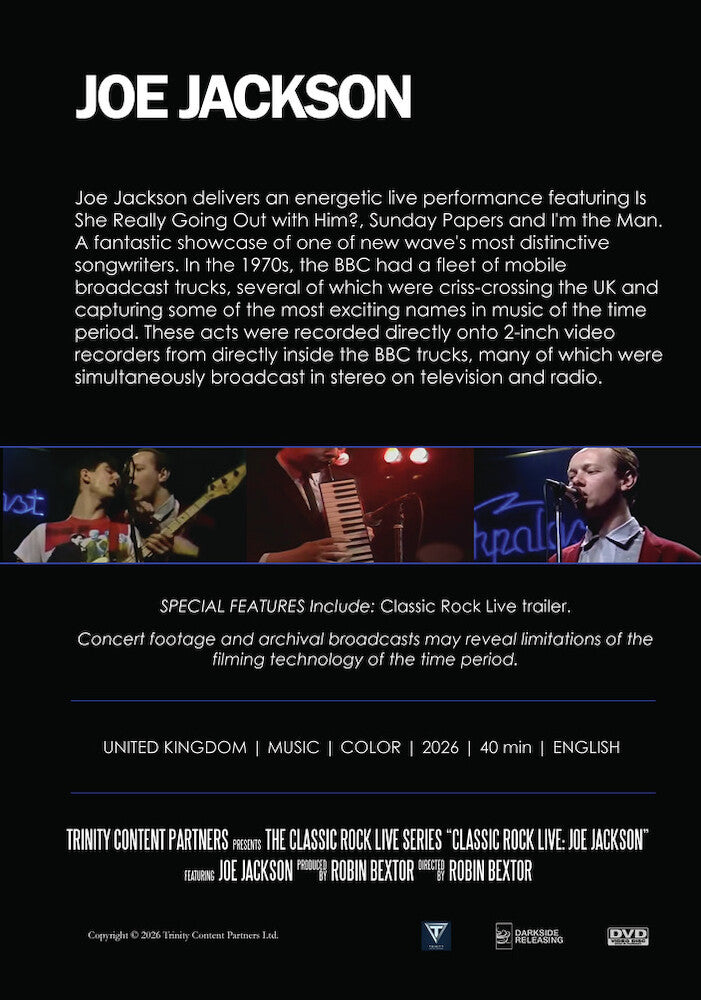 Classic Rock Live: Joe Jackson - Back Panel - 