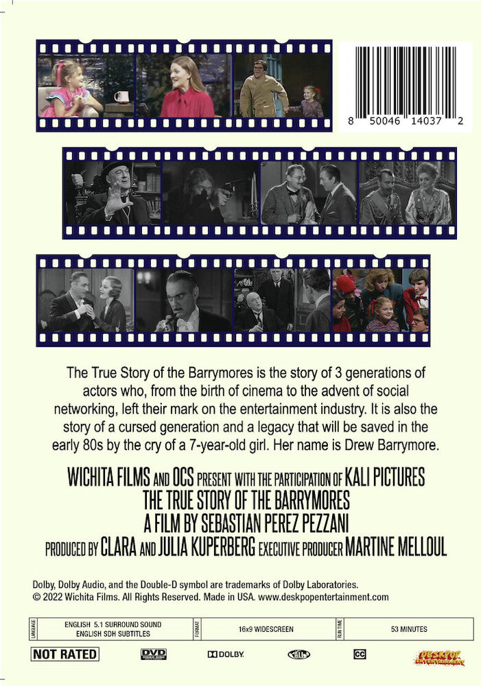 the true story of the barrymores - Back Panel - DVD