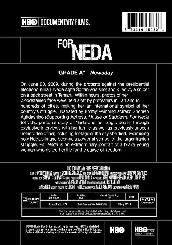 for neda (2010) - Back Panel - DVD