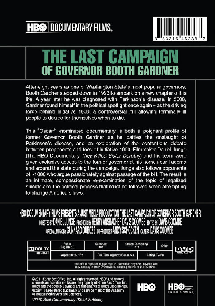 last campaign of governor booth gardner, the - Back Panel - DVD