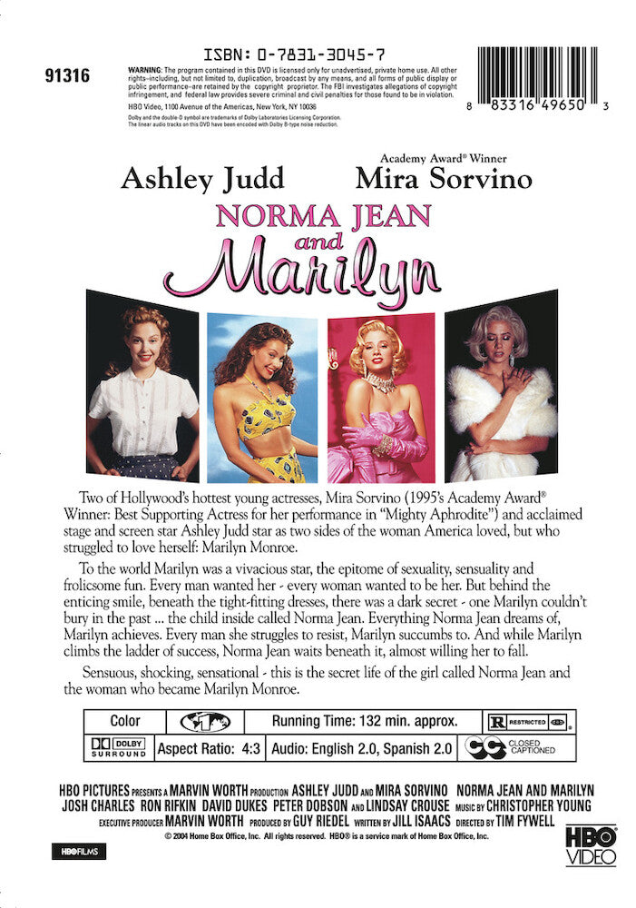 norma jean and marilyn - Back Panel - DVD