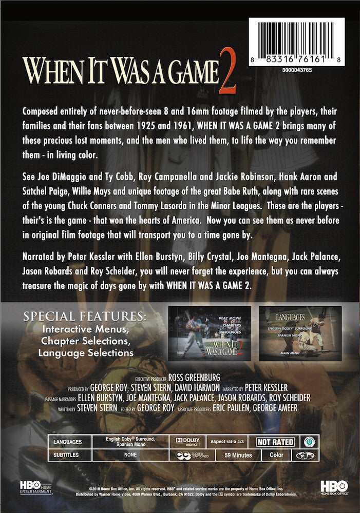 when it was a game 2 - Back Panel - DVD