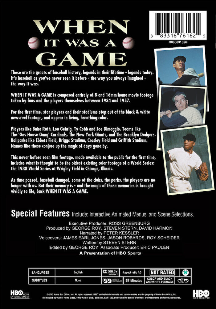 when it was a game - Back Panel - DVD