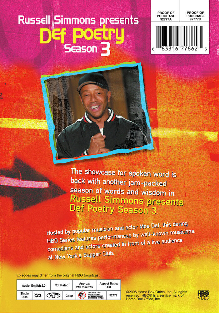russell simmons presents def poetry season 3 - Back Panel - DVD
