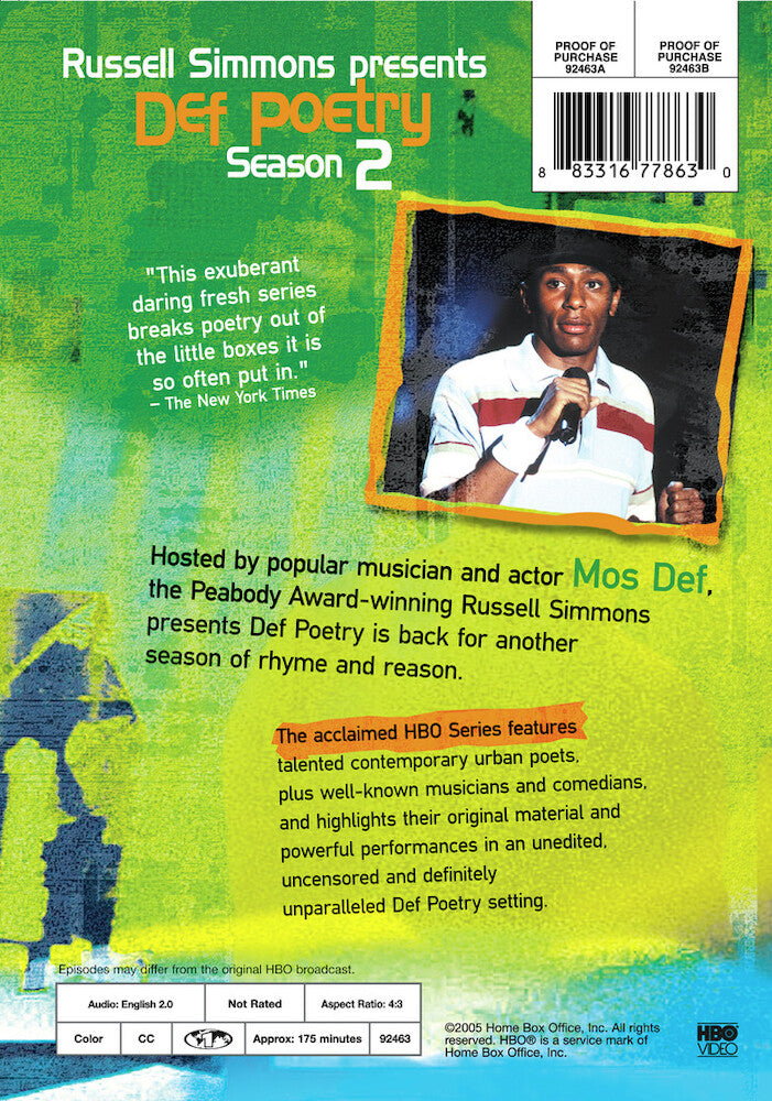 russell simmons presents def poetry season 2 - Back Panel - DVD