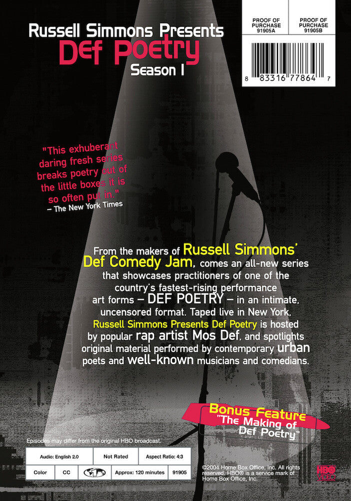 russell simmons presents def poetry season 1 - Back Panel - DVD