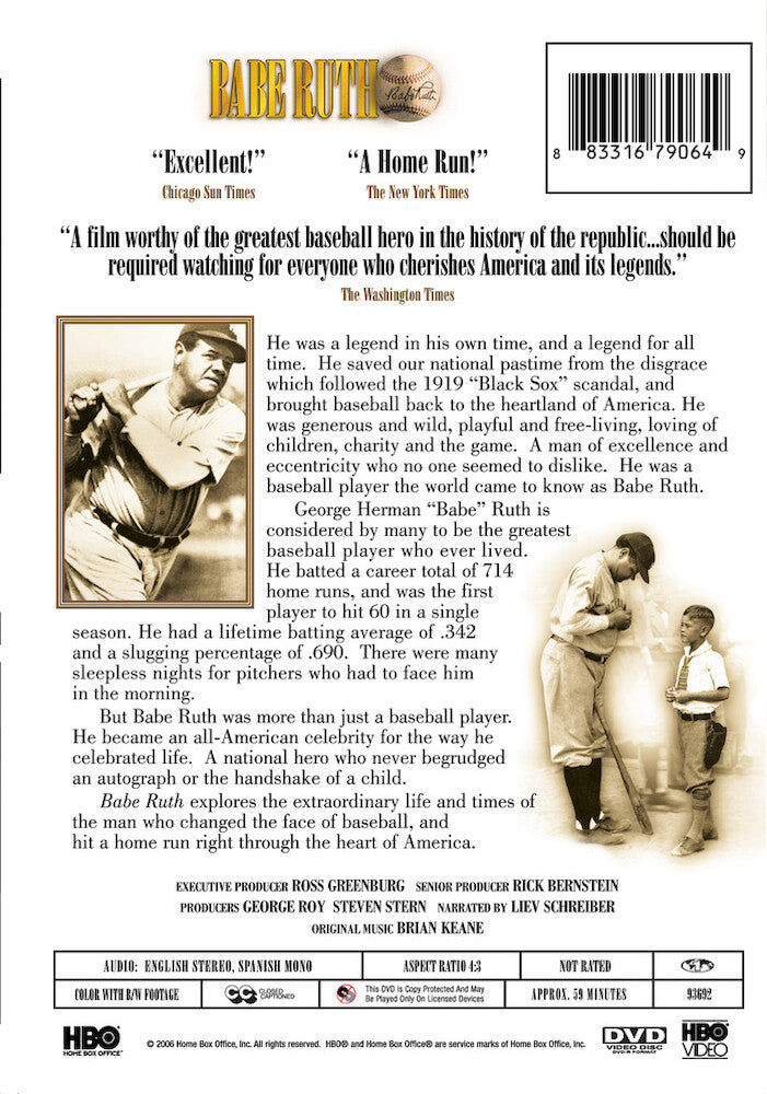 babe ruth - Back Panel - DVD