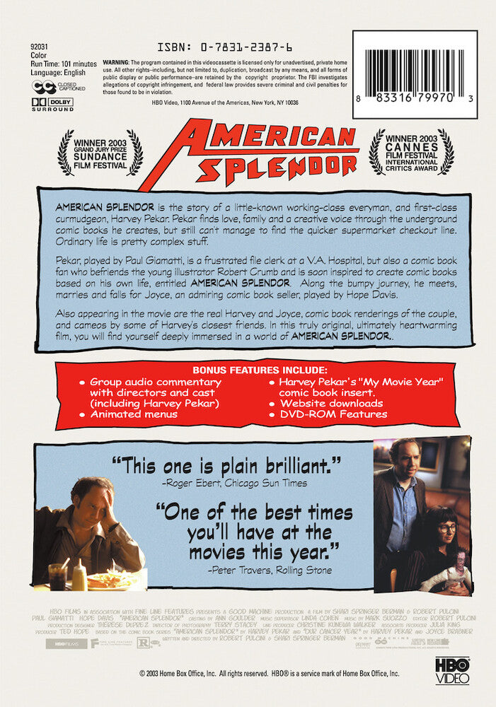 american splendor - Back Panel - DVD