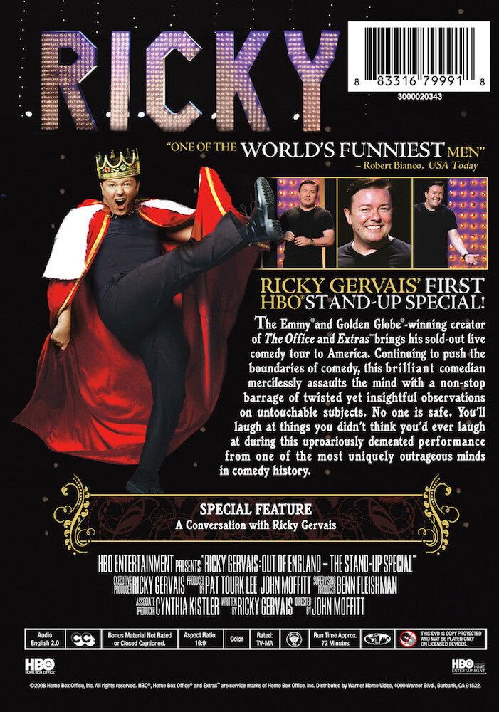 ricky gervais out of england: the stand-up special - Back Panel - DVD