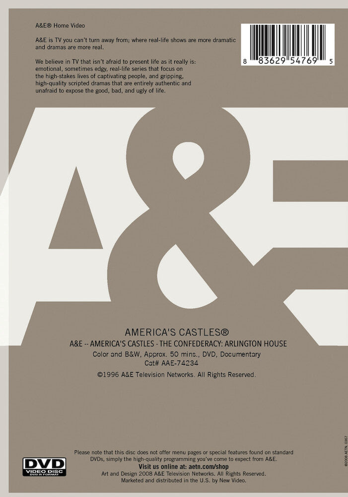 A&E -- America's Castles, The Confederacy: Arlington House - Back Panel - 
