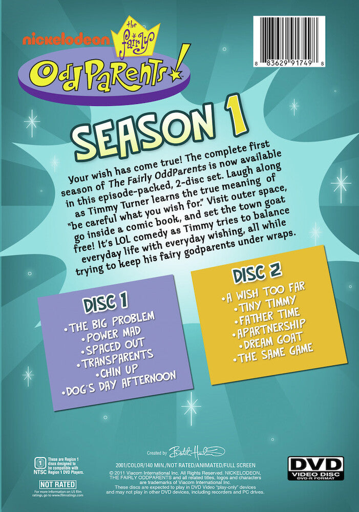 the fairly oddparents - season one - Back Panel - DVD