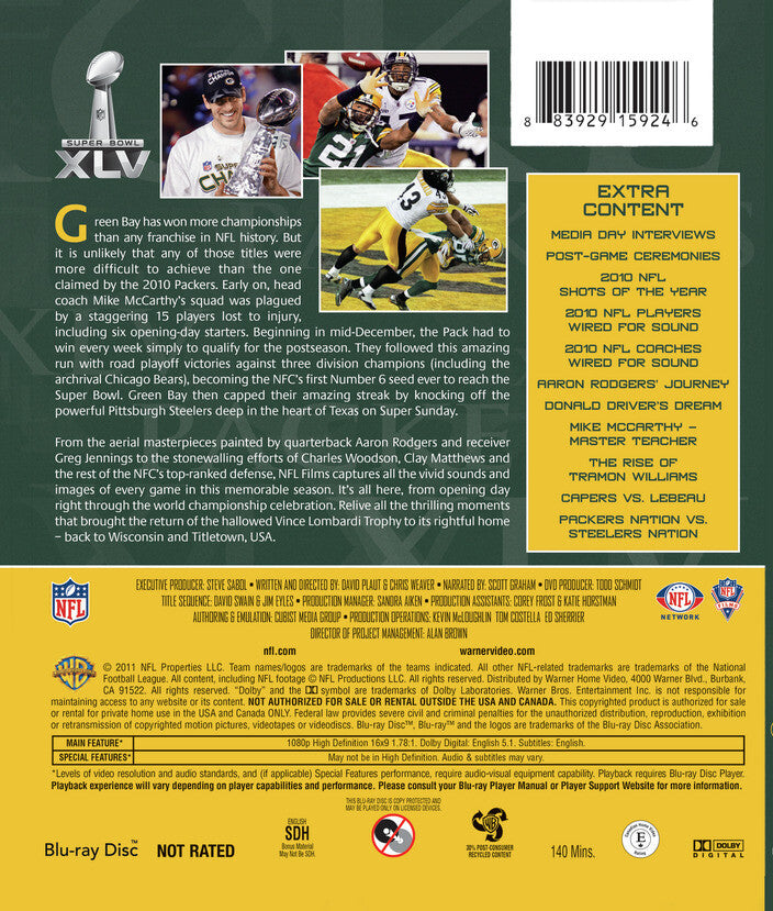 super bowl xlv champions: green bay packers - Back Panel - Blu-ray