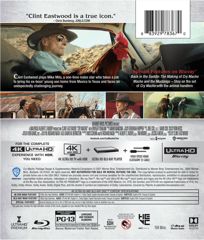 cry macho - Back Panel - Blu-ray