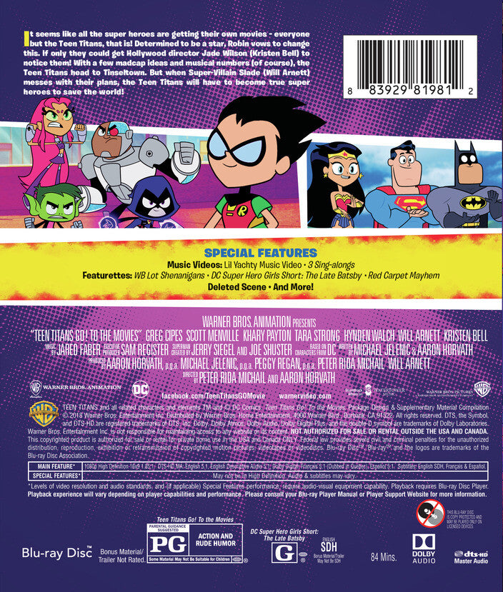 teen titans go to the movies - Back Panel - Blu-ray