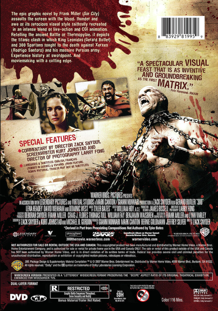 300 (2006) - Back Panel - DVD