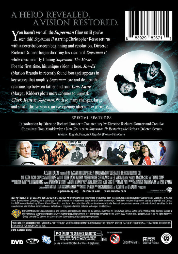 Superman II: The Richard Donner Cut - Back Panel - 