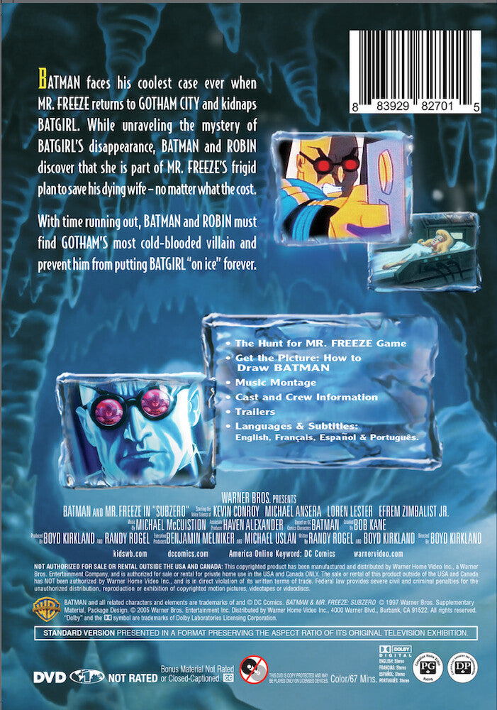 Batman & Mr. Freeze: Sub Zero - Back Panel - 