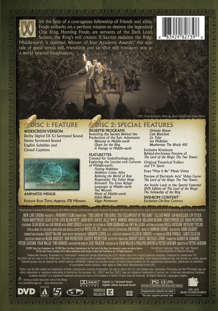 Lord of the Rings: The Fellowship of the Ring - Back Panel - 