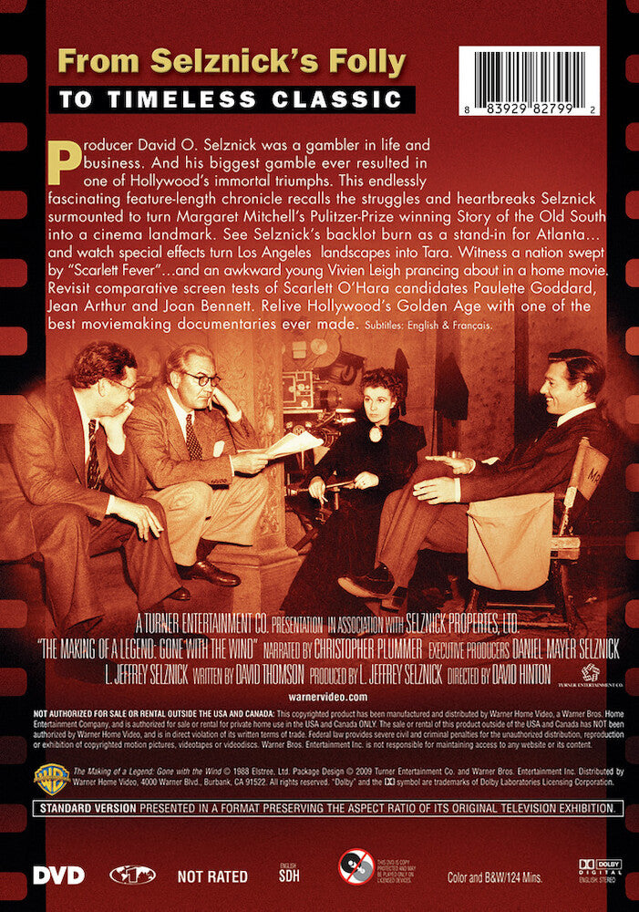 the making of a legend: gone with the wind - Back Panel - DVD