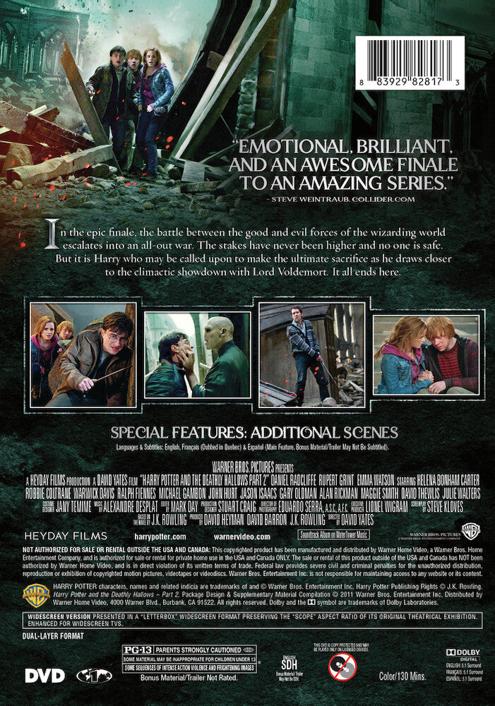 Harry Potter and the Deathly Hallows - Part 2 - Back Panel - 