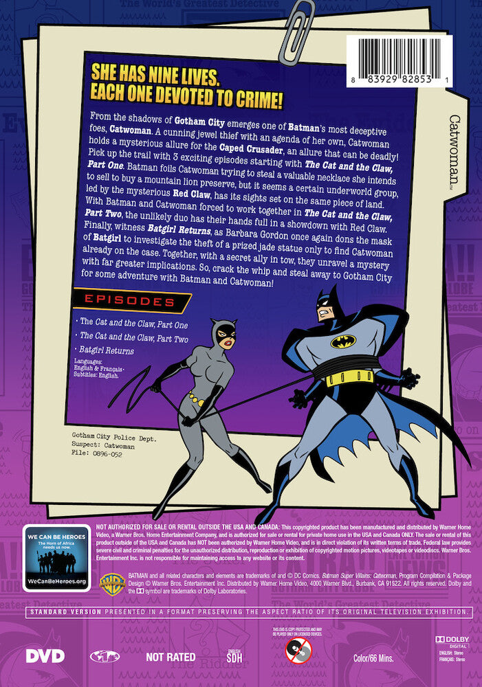batman super villains: catwoman - Back Panel - DVD