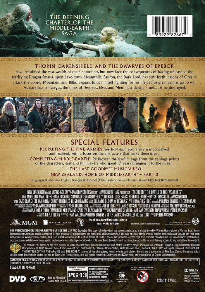 the hobbit: the battle of the five armies special edition - Back Panel - DVD
