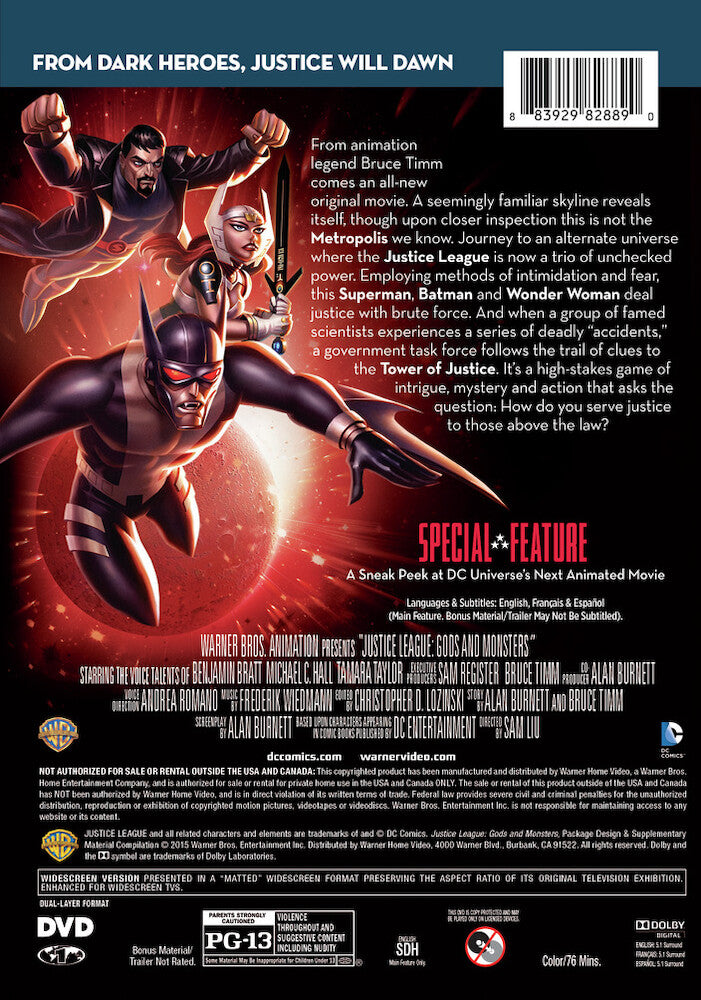 justice league: gods & monsters - Back Panel - DVD