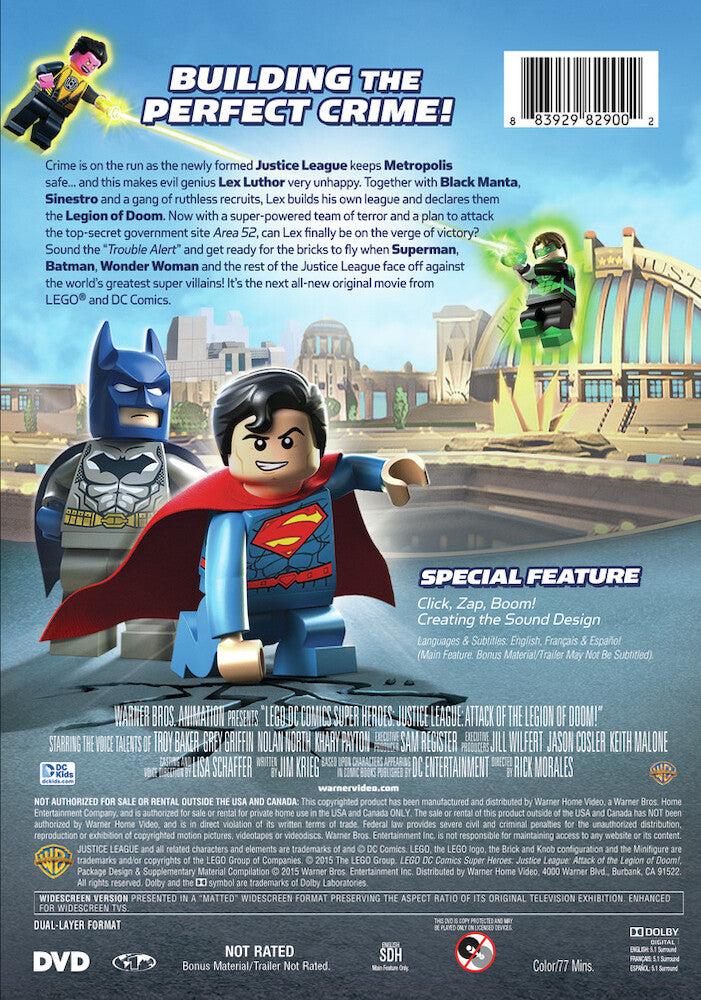 lego dc super heroes: justice league: attack of the legion of doom! - Back Panel - DVD