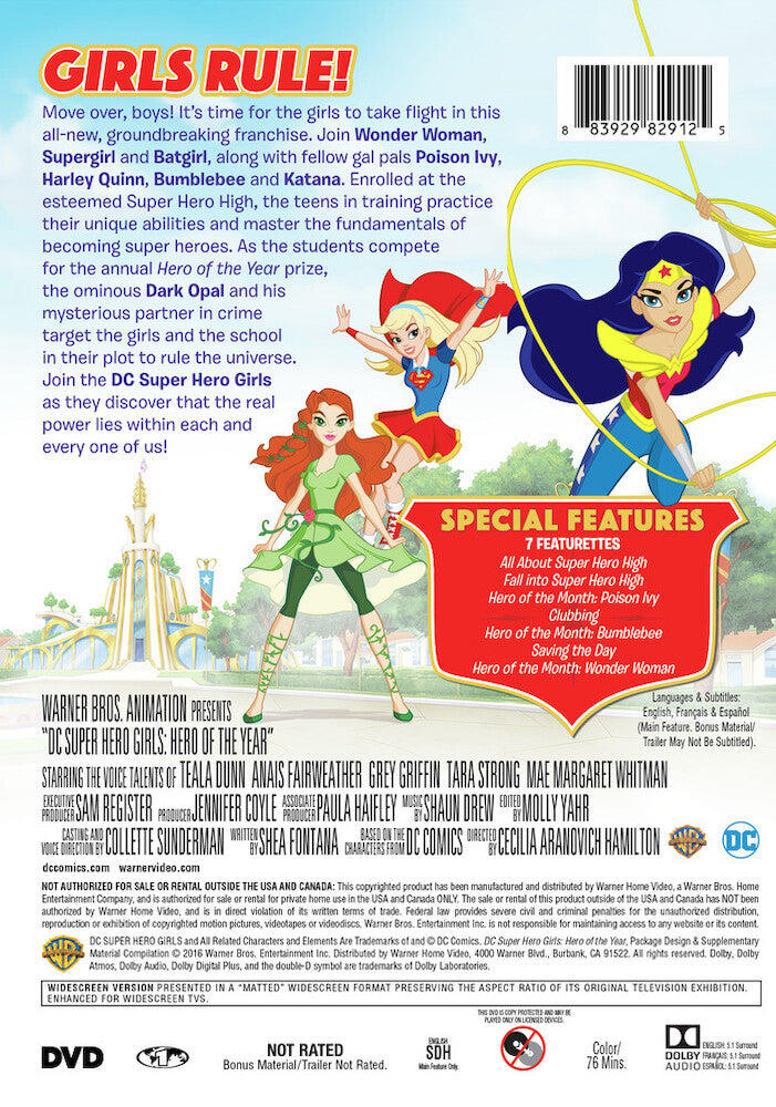 dc super hero girls: hero of the year - Back Panel - DVD