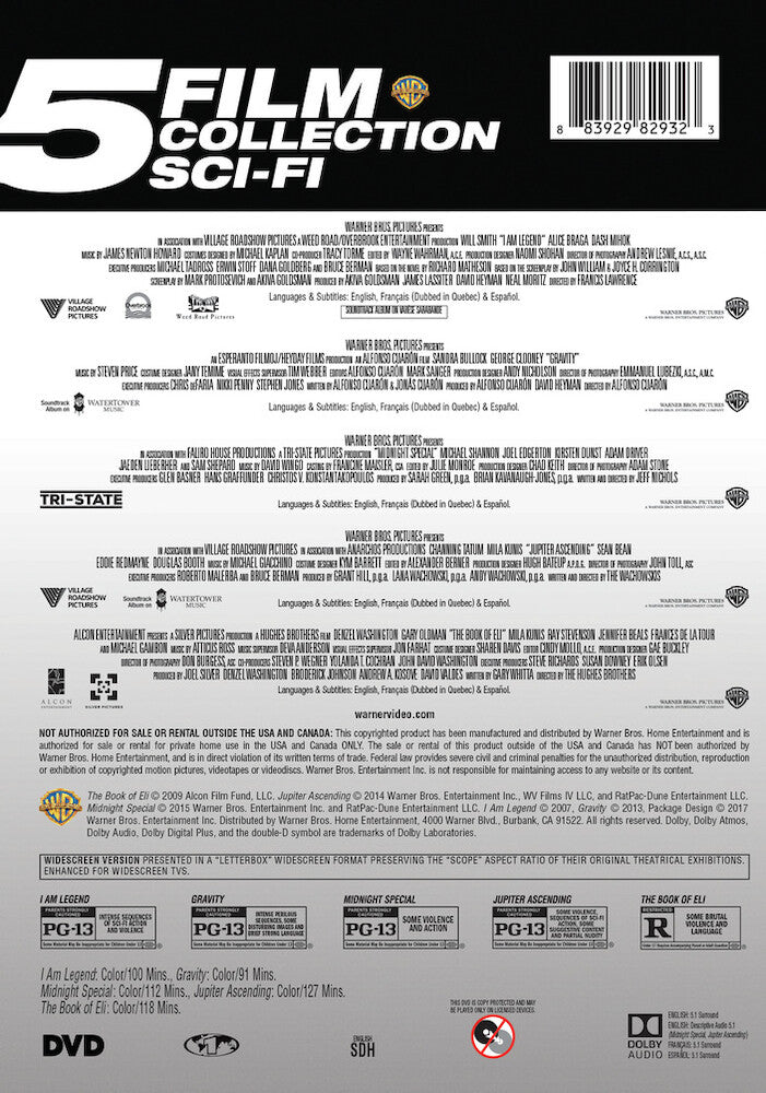 5 film collection: sci-fi - Back Panel - DVD